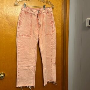 Wide leg pink jean